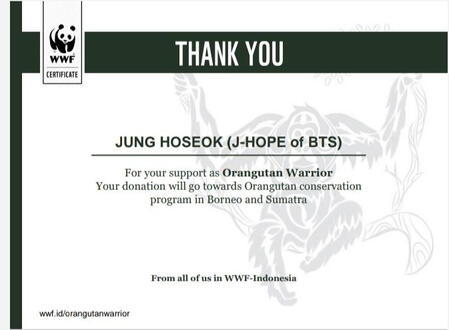 Sertifikat dari WWF Indonesia